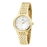 Relógio Champion Feminino Dourado Com Pedras Prova D'água+nf
