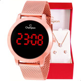 Relógio Champion Feminino Rosê Digital Led Rosa Ch40142z