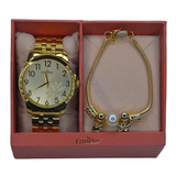 Relógio Condor Feminino Analógico Copc21jbw/k4d + Bracelete Cor Da Correia Dourado Cor Do Bisel Dourado Cor Do Fundo Branco