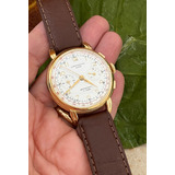 Relógio Cronógrafo Ouro 18k Plaque Jumbo 39mm Chronographe.