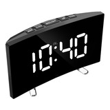 Relógio Curvado Led Digital Espelhado Despertador