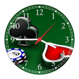 Relógio De Parede Baralho Pôquer Jogos Quartz 03 Gg