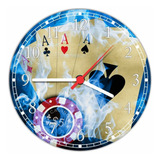 Relógio De Parede Baralho Pôquer Naipes Com 40 Cm R05