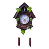 Relógio De Parede Cuco De Pássaro Chalé Com Pêndulo 60x35cm