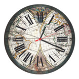 Relógio De Parede Estilo Rústico Mapa Antigo 30cm - 03