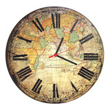 Relógio De Parede Estilo Rústico Mapa Antigo 30cm - 05