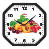 Relógio De Parede Para Cozinha Oitavado Frutas Preto