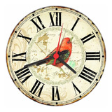 Relógio De Parede Pássaro Vintage Retrô Cozinhas 50 Cm R01