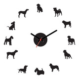 Relógio De Parede Quartzo 3d Ideal Loja Pet Shop Dogs