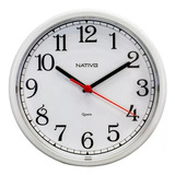 Relógio De Parede Redondo Nativo Branco Quartz 22,5cm