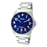 Relógio De Pulso Orient Analógico Com Corria De Aço Inoxidável Cor Prata - Fondo Azul