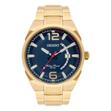 Relógio De Pulso Orient Mgss1159 Com Corria De Aço Inoxidável Cor Dourado - Fondo Azul