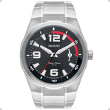 Relógio De Pulso Orient Water Resist 50m Com Corria De Aço Inoxidável Cor Prateado - Fondo Preto