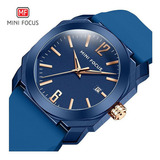 Relógio De Quartzo Empresarial Masculino Mini Focus Calendar Cor Do Bisel Azul