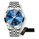 Relógio De Quartzo Luminoso Olevs 9970 Calendar Cor Do Fundo Azul