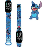 Relógio Digital Infantil Tipo Smart Mi Band Stitch Led