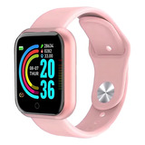 Relógio Digital Inteligente Smartwatch D20 Android Ios Caixa Rosa Pulseira Rosa