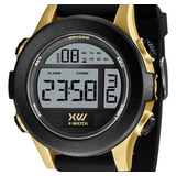 Relógio Digital Masculino X-watch Prova D'água Para Mergulho Cor Da Correia Preto Cor Do Bisel Preto Cor Do Fundo Cinza