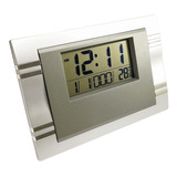 Relógio Digital Mesa Parede Cinza 6605 Alarme Temperatura