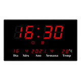Relógio Digital Parede Led 16x25 Temperatura Casa Academia