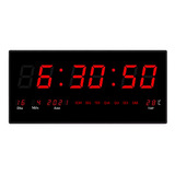 Relógio Digital Parede Led Temperatura 47x23 Casa Academia