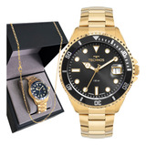 Relógio Dourado Masculino Technos Original Prova D'água