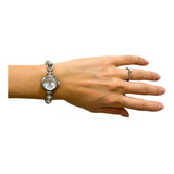 Relógio Feminino Bracelete Pequeno Cristais Prata Dourado