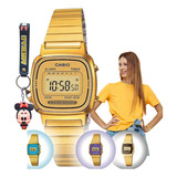 Relógio Feminino Casio Digital Dourado La670wga + Chaveiro Cor La670wga-9df - Dourado Cor Do Fundo Lcd - Positivo