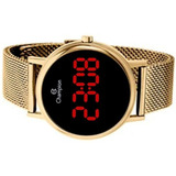 Relógio Feminino Champion Digital Dourado Cor Da Correia Dourada Cor Do Fundo Preto