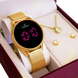 Relógio Feminino Champion Digital Dourado Pulseira Mesh