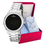 Relógio Feminino Champion Prateado Silver Luxo + Pulseira