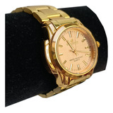 Relógio Feminino Dourado Pulseira Metal Ideal Para Presente