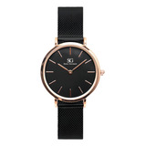 Relógio Feminino Dourado Rosé Preto Saint Germain Houston Rosé Gold 32mm Fundo Preto
