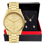 Relógio Feminino Dourado Technos Original Barato + Kit Joias