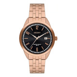 Relógio Feminino Rose Preto Orient Data Com Pedras Original