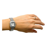 Relógio Feminino Vintage Pequeno Quadrado Mini Prata Dourado