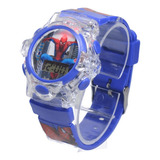 Relógio Infantil Digital Personagens Vingadores Luz E Som Cor Da Correia Azul Homem Aranha