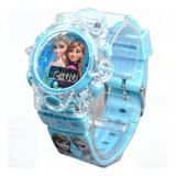 Relógio Infantil Menina Princesas Digital Led Com Luz E Som Correia Azul-celeste