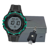 Relogio Masculino Digital Esportivo Speedo Original Academia Cor Da Correia Preto Cor Do Bisel Verde