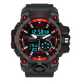 Relogio Masculino Esportivo Digital Analogico Prova D'água Cor Da Correia Vermelho