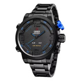 Relógio Masculino Esportivo Ohsen Duplo Dial Led Grande Aço