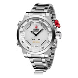 Relógio Masculino Esportivo Ohsen Duplo Dial Led Grande Aço