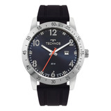 Relógio Masculino Esportivo Silicone Technos Original Barato Cor Da Correia Preto Cor Do Fundo Azul