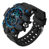 Relogio Masculino Sport Militar Shock Tatico Prova D'água Cor Da Correia Azul / Pulseira Preto