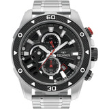 Relógio Masculino Technos Analogico Js15fr/1p - Prata Bisel Preto Fundo Preto