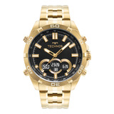 Relógio Masculino Technos Digiana Dourado Cor Do Fundo Preto