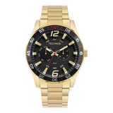 Relogio Masculino Technos Dourado Racer Fundo Preto 6p25bx/1p