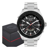 Relógio Masculino Technos Skydiver Professional Prata Anadigi Fundo Preto