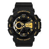 Relógio Masculino Tuguir Anadigi Tg3j8002 - Preto E Dourado