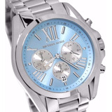 Relógio Michael Kors Mk6099 Azul Claro/ Prata - Original Cor Da Correia Prateado Cor Do Bisel Prateado